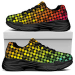 Colorful Disco Lights Pattern Print Black Chunky Shoes