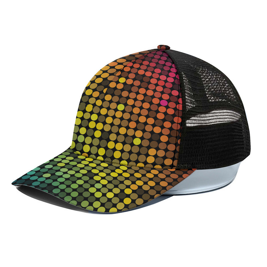 Colorful Disco Lights Pattern Print Black Mesh Trucker Cap