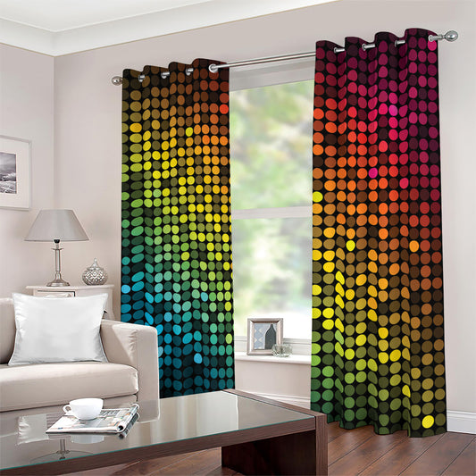 Colorful Disco Lights Pattern Print Blackout Grommet Curtains