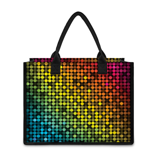 Colorful Disco Lights Pattern Print Canvas Tote Bag