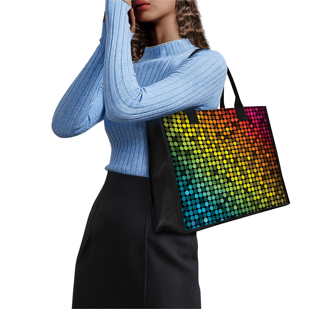 Colorful Disco Lights Pattern Print Canvas Tote Bag