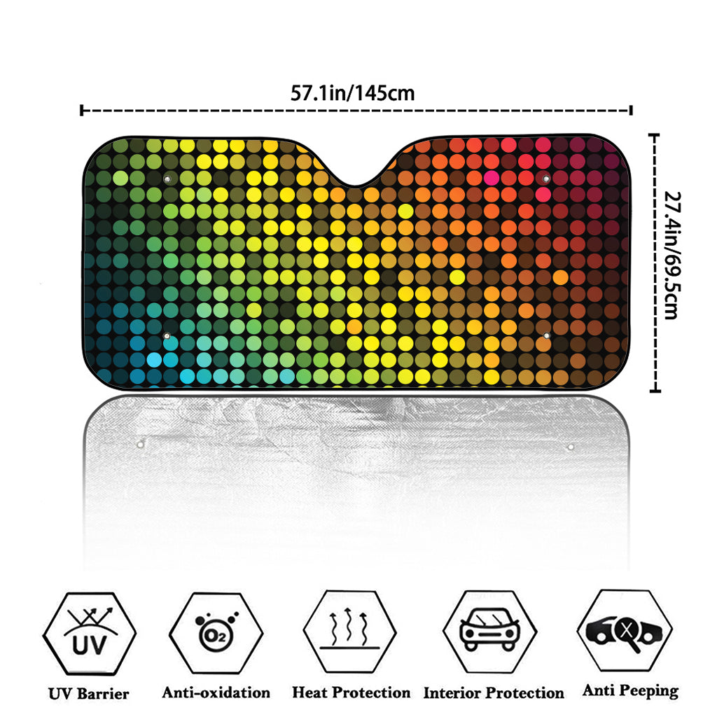 Colorful Disco Lights Pattern Print Car Windshield Sun Shade