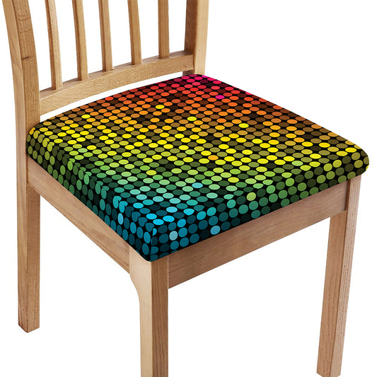 Colorful Disco Lights Pattern Print Chair Cushion Cover