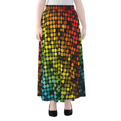 Colorful Disco Lights Pattern Print Chiffon Maxi Skirt