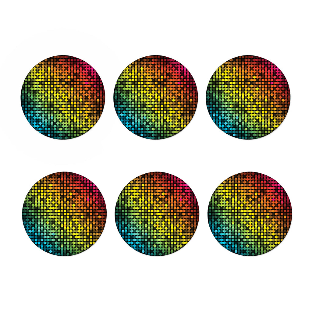 Colorful Disco Lights Pattern Print Coaster Set