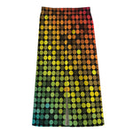 Colorful Disco Lights Pattern Print Cotton Front Slit Maxi Skirt