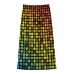 Colorful Disco Lights Pattern Print Cotton Front Slit Maxi Skirt