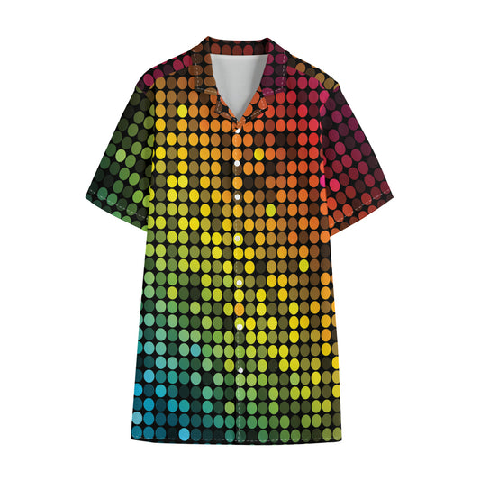 Colorful Disco Lights Pattern Print Cotton Hawaiian Shirt