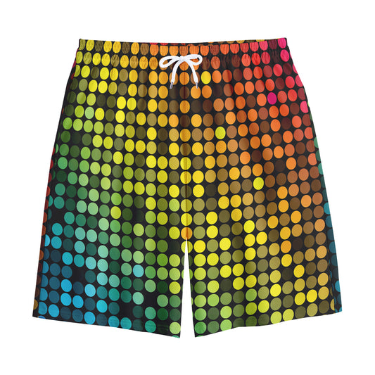 Colorful Disco Lights Pattern Print Cotton Shorts