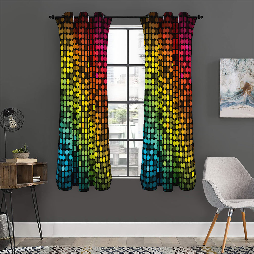 Colorful Disco Lights Pattern Print Curtain