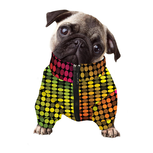 Colorful Disco Lights Pattern Print Dog Zip Up Jacket