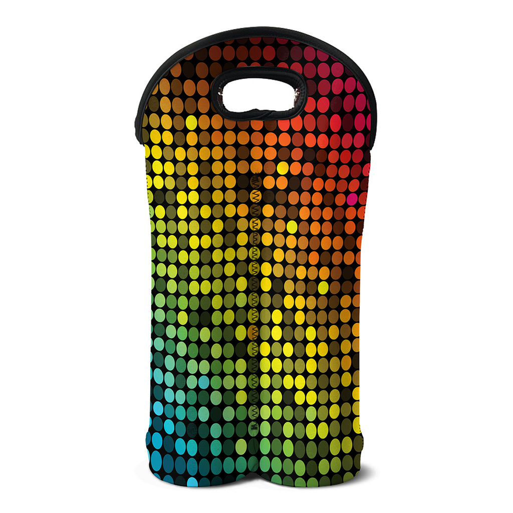 Colorful Disco Lights Pattern Print Double Neoprene Wine Tote