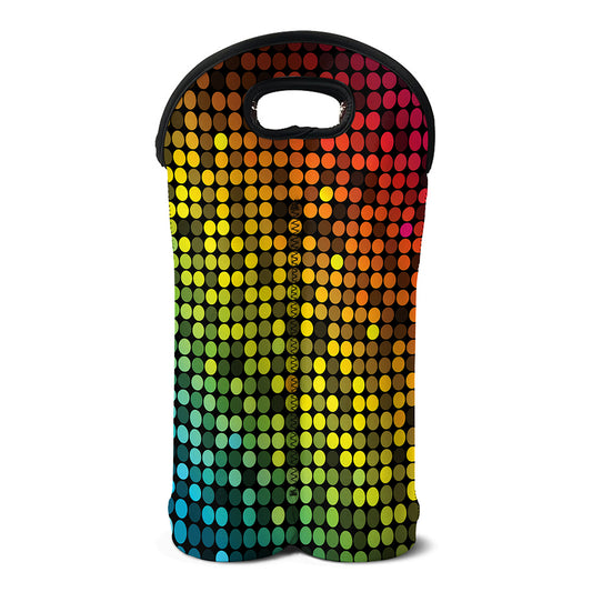 Colorful Disco Lights Pattern Print Double Neoprene Wine Tote