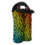 Colorful Disco Lights Pattern Print Double Neoprene Wine Tote