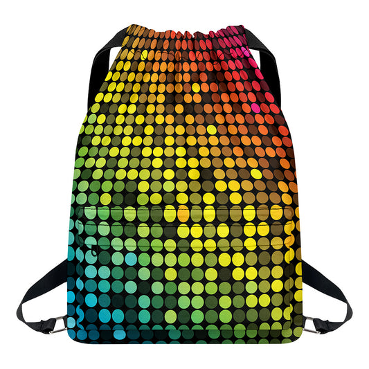 Colorful Disco Lights Pattern Print Drawstring Backpack