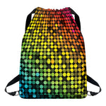 Colorful Disco Lights Pattern Print Drawstring Backpack