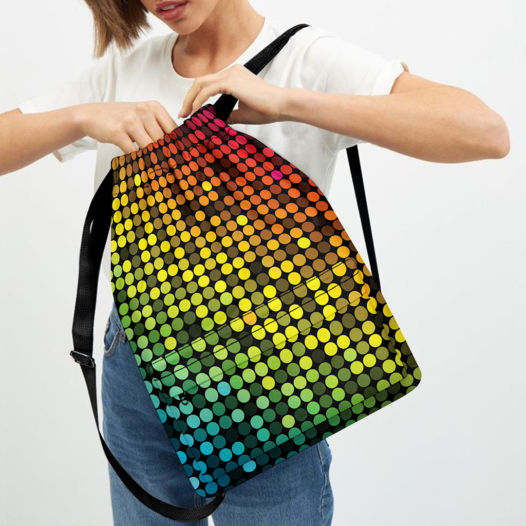 Colorful Disco Lights Pattern Print Drawstring Backpack