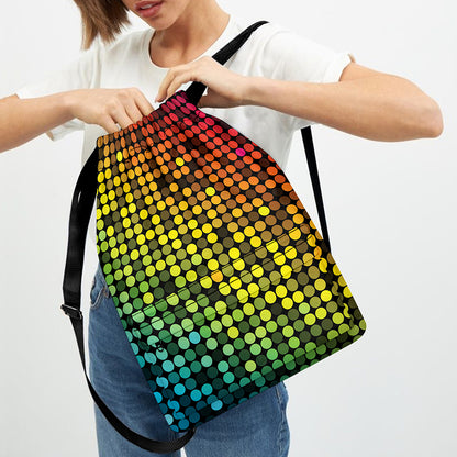 Colorful Disco Lights Pattern Print Drawstring Backpack