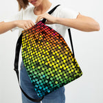 Colorful Disco Lights Pattern Print Drawstring Backpack