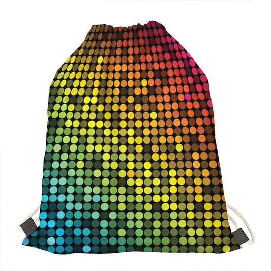Colorful Disco Lights Pattern Print Drawstring Bag