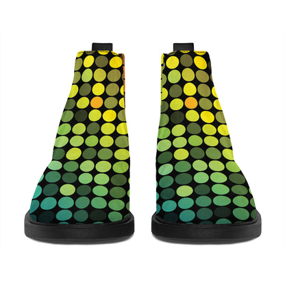 Colorful Disco Lights Pattern Print Flat Ankle Boots