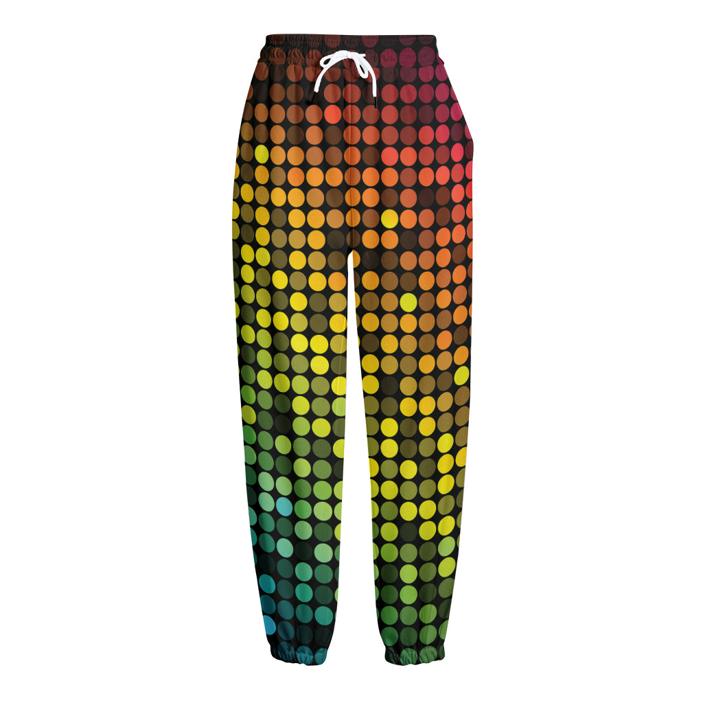 Colorful Disco Lights Pattern Print Fleece Lined Knit Pants