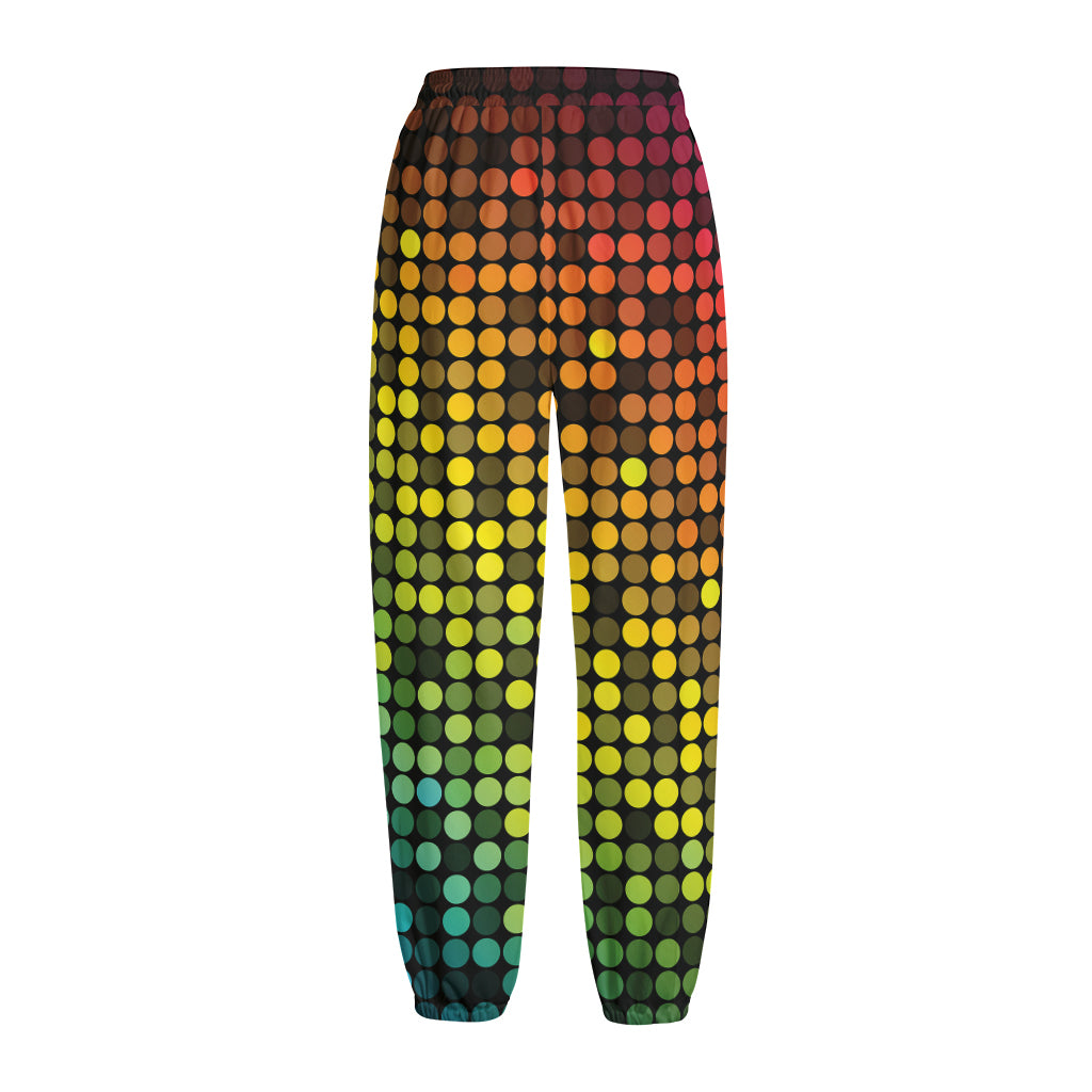 Colorful Disco Lights Pattern Print Fleece Lined Knit Pants