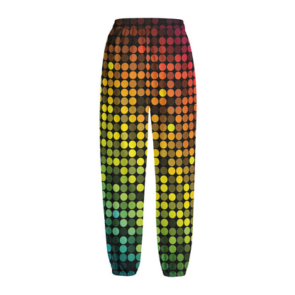 Colorful Disco Lights Pattern Print Fleece Lined Knit Pants