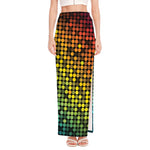Colorful Disco Lights Pattern Print High Slit Maxi Skirt
