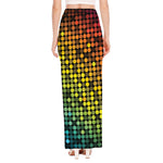Colorful Disco Lights Pattern Print High Slit Maxi Skirt