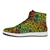 Colorful Disco Lights Pattern Print High Top Leather Sneakers