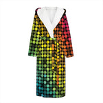 Colorful Disco Lights Pattern Print Hooded Bathrobe