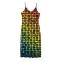Colorful Disco Lights Pattern Print Jersey Midi Cami Dress