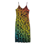 Colorful Disco Lights Pattern Print Jersey Midi Cami Dress