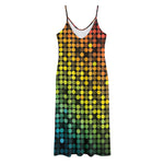 Colorful Disco Lights Pattern Print Jersey Midi Cami Dress