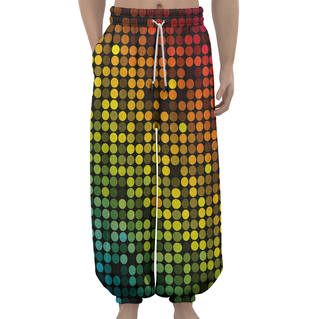 Colorful Disco Lights Pattern Print Lantern Pants