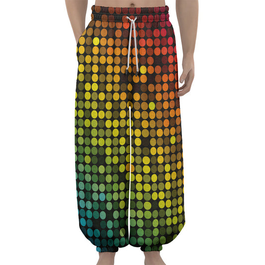 Colorful Disco Lights Pattern Print Lantern Pants