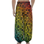 Colorful Disco Lights Pattern Print Lantern Pants