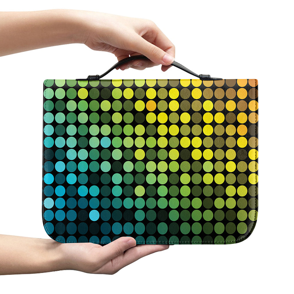 Colorful Disco Lights Pattern Print Leather Bible Cover
