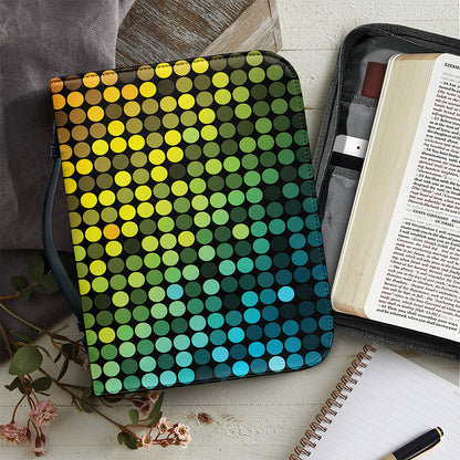 Colorful Disco Lights Pattern Print Leather Bible Cover