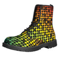 Colorful Disco Lights Pattern Print Lace-Up Boots