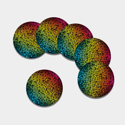 Colorful Disco Lights Pattern Print Leather Coaster Set