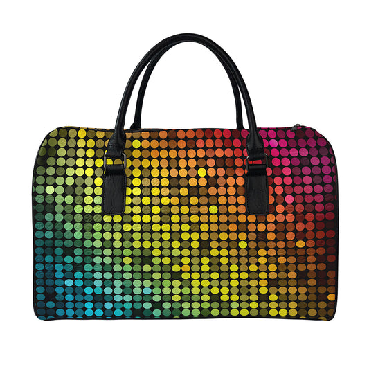 Colorful Disco Lights Pattern Print Leather Duffle Bag