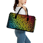 Colorful Disco Lights Pattern Print Leather Duffle Bag