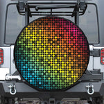 Colorful Disco Lights Pattern Print Leather Spare Tire Cover