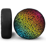 Colorful Disco Lights Pattern Print Leather Spare Tire Cover