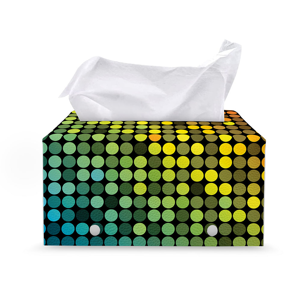 Colorful Disco Lights Pattern Print Leather Tissue Box Cover