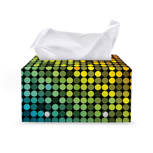 Colorful Disco Lights Pattern Print Leather Tissue Box Cover