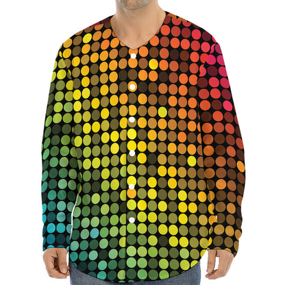 Colorful Disco Lights Pattern Print Long Sleeve Baseball Jersey