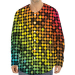 Colorful Disco Lights Pattern Print Long Sleeve Baseball Jersey